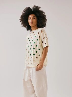 DEGEN cloud cotton bind off knit tee - M/L